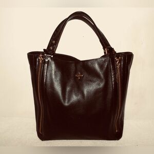 (EUC) POUR LA VICTOIRE BLACK LEATHER 16X13X5 LARGE SHOULDER TOTE BAG
